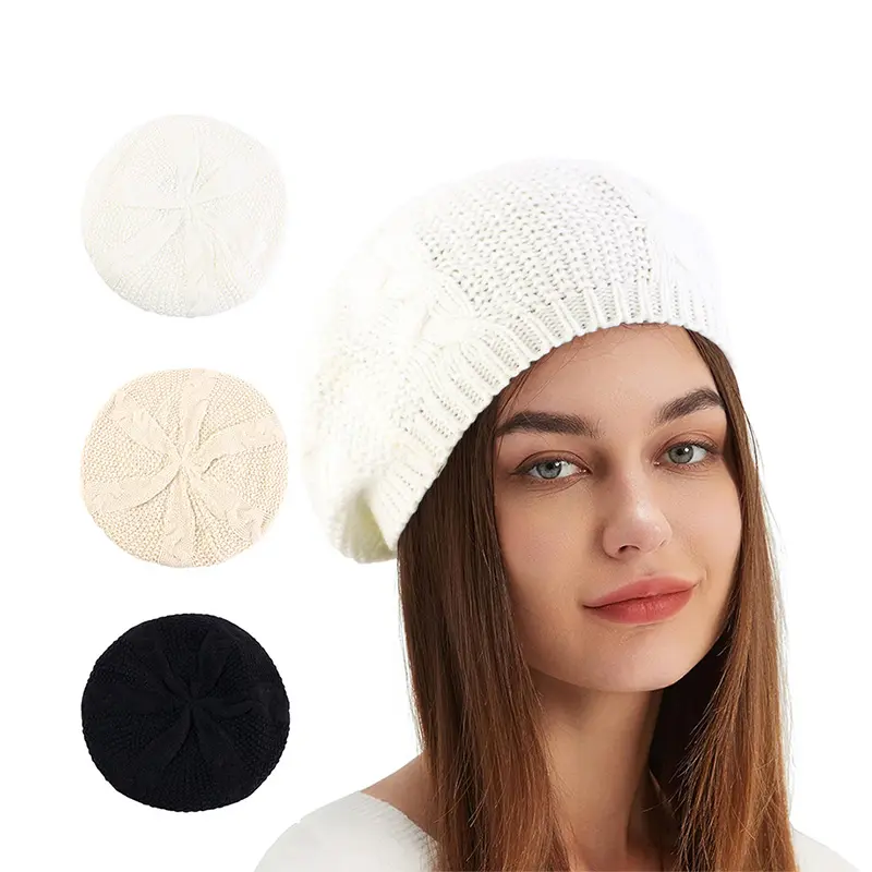 Logo personalizzato all'ingrosso accessori per capelli Softy stile semplice lavorato a maglia caldo berretto berretto berretto invernale cappelli acrilici per le donne