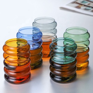440ML rond jus lait verres tasse soufflé à la main spirale chenille boucle tasses belle couleur haute borosilicate verre tasse à café - Product Image 1
