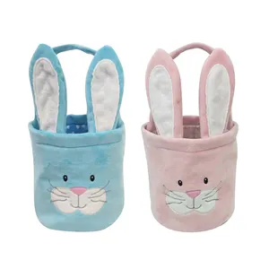 Factory Easter Bunny Plush Basket Bucket New Kids Gift Decoration Easter Basket Appliqued