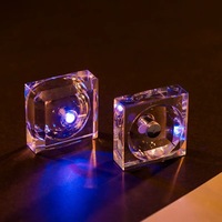 Support carré en cristal transparent lumineux de 50 mm et 60 mm, base LED multicolore, support de lampe en verre pour bloc de cristal
