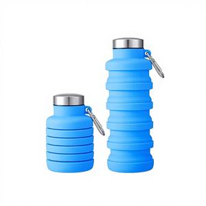 Bouteille pliable en acier inoxydable et silicone avec compte-gouttes en verre, anneau doré, tête en caoutchouc blanc, pour huiles essentielles, soins de la peau, cosmétiques, voyage, 510 ml - Product Image 1