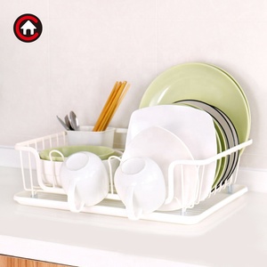 Estante para platos de cocina, soporte para utensilios, estante para secar platos para mostrador de cocina, escurridor de platos antioxidante con tabla de drenaje de plástico - Product Image 2