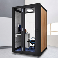 Cabine téléphonique de bureau insonorisée pour une personne, avec ventilateur, éclairage LED, panneau acoustique, pour bureau ouvert