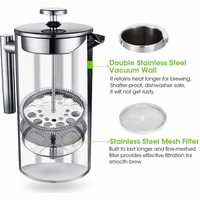 Presse à café portable double paroi en acier inoxydable, 1000ml, pressoir française pour cadeau de voyage, camping, isolation personnalisée, vente en gros