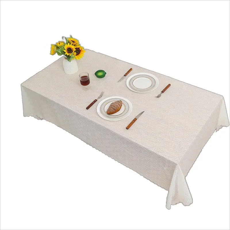 長方形ガーゼエンボステーブルカバー結婚式の装飾白いテーブルクロス卸売高級ディナーテーブルクロスパーティー用