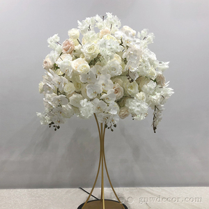 Boule de fleurs GNW pour décoration de mariage, centre de table blanc et rose pour arrangement floral de table de mariage - Product Image 3