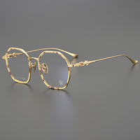 CHARMLIBRARY Monturas de Gafas Octogonales Talladas en Plata y Oro, Personalizadas, Unisex, Elásticas, con Estampado de Piloto, Transparentes, de Aro Completo