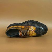 Chaussures habillées pour hommes en cuir de crocodile 100 % véritable, à semelle épaisse et robuste, à lacets, style business décontracté, rehaussantes