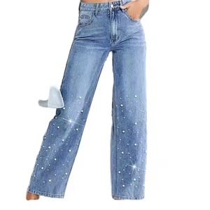 Jeans de Mezclilla Clásicos Azul Claro para Mujer, Diseño con Pedrería, Estilo Urbano, Transpirables y Cómodos, Nuevo Estilo 2025 - Product Image 4