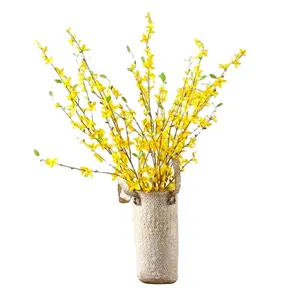 新款仿真FlowerJasminum Nudiflorum弹簧105厘米黄色仿真花家居装饰