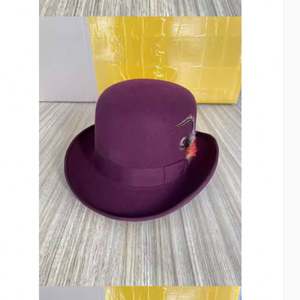 ND126 Sombreros de Lana para Adultos, Sombrero Fedora de Lana, Gorras de Lana con Banda Ancha, Sombrero Boater de Lana Británico Vintage - Product Image 4