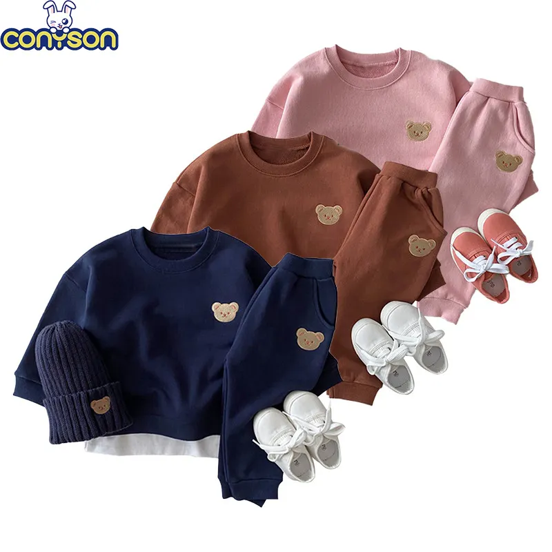 Winter Cotton Wholesale Long Sleeve Top Pullover Casual Girls Children Clothing Baby Clothing Apparel Set Kids Clothes Suits 