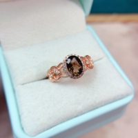 Ensemble de bagues en quartz fumé naturel très prisé avec ornements en cristal rond et en forme de goutte en argent S925