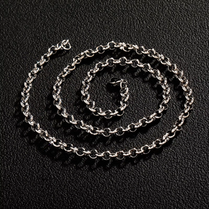 สร้อยคอและสร้อยข้อมือผู้ชายสไตล์พังก์แบบกว้าง 5 มม. รูปทรงโอ เชื่อมต่อกัน ทำจากสแตนเลสสตีลชุบทอง ประดับด้วยเพชรคิวบิกเซอร์โคเนีย - Product Image 2