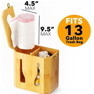 Modern bamboo <b>kitchen</b> trash bag <b>storage</b> rack/<b>box</b>, suitable for home use, can be hung on cabinet doors, trash bag <b>storage</b> <b>box</b>, - Product Image 3