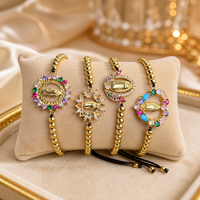 Nouveau Bracelet en Cordon Noir avec Médaille de Guadalupe et Perle Dorée, Style Quatre Halo, Vierge Marie, pour Bijoux Religieux en Gros