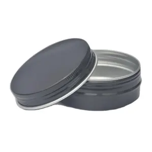 OEM Preto Brilhante Alumínio Latas Latas Cuidados Creme Recipientes Frascos/Parafuso Tampa Latas De Metal Viagem Latas Cosméticos Recipientes Recarregáveis M