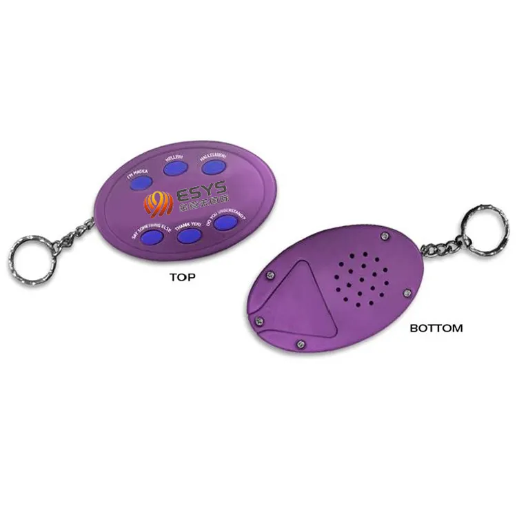Chaveiro com efeito sonoro com 6 botões e impressão colorida UV popular, chaveiro personalizado para presentes promocionais