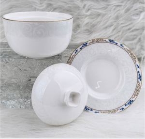 Service de table en porcelaine blanche en gros, assiettes, bols et tasses en céramique personnalisables avec logo pour mariages et hôtels - Product Image 3