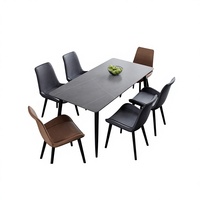 Ensemble table et chaises rectangulaires en quartz, style minimaliste moderne et tendance, plateau en dalle de pierre – idéal pour les petites maisons, mobilier de maison