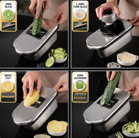 Groothandel 9-in-1 roestvrijstalen groentesnijder multifunctionele snijder met handbescherming snijden en wassen 2-in-1