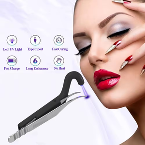 Rechargeable 2-in-1 UV Light Eyelash Tweezers for <b>Lash</b> <b>Extension</b>, Nail Art and Portable Beauty Makeup Use - Product Image 2