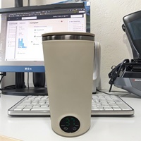 Hervidor Eléctrico Inalámbrico Recargable Portátil de 350 ml, Acero Inoxidable 304, Carga USB, 18 W, Calentamiento en 2 Horas, para Coche y Exteriores
