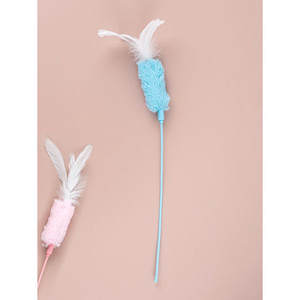 Canne à pêche en forme de plume en coton et peluche, jouet moderne pour animaux de compagnie, emballage en boîte - Product Image 1