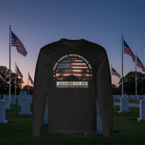 Camiseta de manga larga del Día de la Memoria de Pearl Harbor, bandera de EE. UU., 7 de diciembre de 1941, recuerda a los caídos con honor - Product Image 3