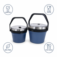 Seau à glace isotherme à double paroi en acier inoxydable 4L 7.5L avec ouvre-bouteille, portable pour camping, pique-nique, fête en plein air