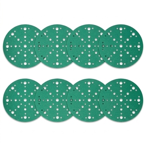Disques de ponçage à <span class=keywords><strong>film</strong></span> vert de 6 pouces pour l'extraction de la poussière, avec motif à 49 trous, pack varié de 50 disques, papier abrasif robuste à fixation auto-agrippante - Product Image 1