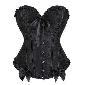 Overbust Corset <strong>Black</strong> Red Blue Floral Lingerie <strong>Basques</strong> Corselet Waist Bustier <strong>Top</strong> - Product Image 3