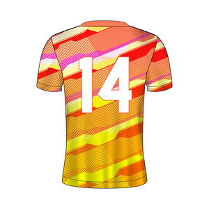 Cetak Digital pola sublimasi kustom kaos oblong sepak bola lengan pendek pakaian olahraga poliester 100% baju oblong untuk pria - Product Image 3