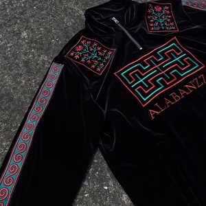 Custom Personal Labels Embroidery Design Tracksuits for <b>Men</b> High Quality Zip up <b>Velvet</b> <b>Jackets</b> and Jogging Velour Tracksuit Set - Product Image 2