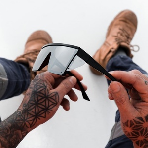 Lunettes de soleil Lmamba 2024, nouvelle collection vintage, monture rectangulaire plate, verres miroir, surdimensionnées, carrées, pour femmes et hommes, logo personnalisé. - Product Image 5