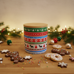 Joli pot à biscuits de Noël en céramique, contenants de cuisine, couvercles en <span class=keywords><strong>bois</strong></span> amovibles, étanches, durables, écologiques, forme cylindrique - Product Image 1