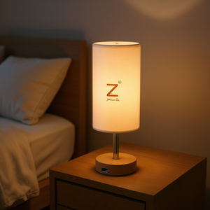 Lampe de table Yarra-Decor, abat-jour en tissu lin, lumière LED blanc chaud, chambre à coucher, salon, design minimaliste, 3 niveaux de luminosité réglables - Product Image 2