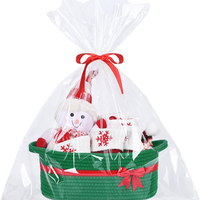 Panier multifonction en corde de coton écologique de luxe, tissé à la main, avec sac cadeau et ruban pour cadeaux de Noël