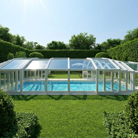 Véranda moderne en verre feuilleté avec structure en aluminium, résistante à l'humidité et à la neige, légère, facile à installer, pour usage résidentiel extérieur