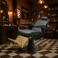 Fauteuil de Barbier Moderne en Cuir Rotatif à 360° avec Fonction Inclinable pour Salon de Coiffure, Mobilier de Luxe pour Salon