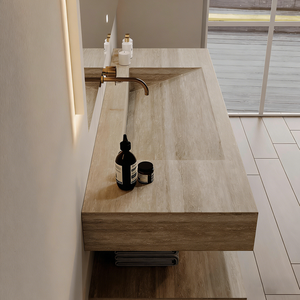 Wastafel zwevend badkamermeubel <span class=keywords><strong>hotel</strong></span> wandmodel stenen blad geïntegreerde wastafel travertijn badkamermeubel - Product Image 4