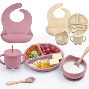 Productos de Alimentación para Niños a Precio Económico, Vajilla Infantil de Silicona de Grado Alimenticio, Juego de Alimentación para Bebés de Silicona, Libre de BPA - Product Image 1