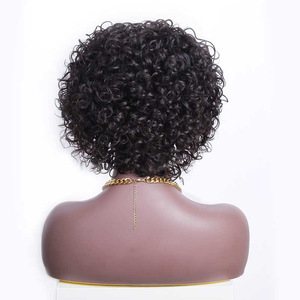 Peluca Corta Rizada con Encaje Frontal Transparente, Cabello Indio, Línea de Cabello Invisible, Negra, Peluca de Encaje 13x4 para Mujer, Venta al por Mayor de Fábrica - Product Image 5