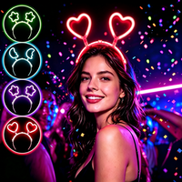 Nouveau serre-tête lumineux LED néon, bandeau cheveux étoile cœur lune scintillant, accessoires pour cheveux pour concert, carnaval, soirée