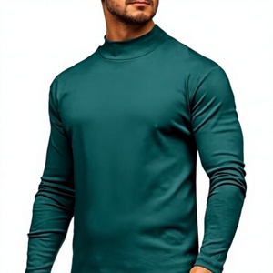 Pull à col roulé en tricot noir uni pour homme, manches longues, vêtements d'hiver - Product Image 1