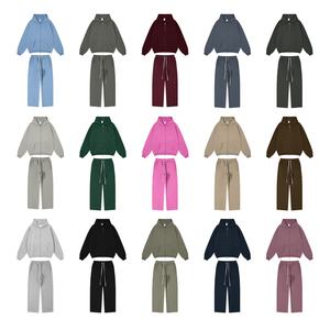 Nouvel ensemble streetwear automne-hiver : Cardigan à double fermeture éclair et pantalon en polaire épaisse doublée de strass pour <span class=keywords><strong>homme</strong></span> - Product Image 2