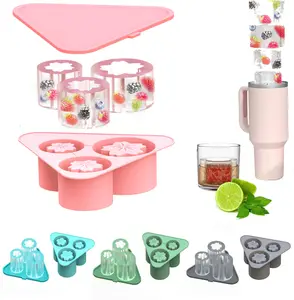 20/30/40 oz Rỗng Xi lanh cốc cốc Tủ đông ướp lạnh đồ uống Silicone Ice Cube khay khuôn Maker khuôn với nắp