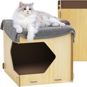 Rascador para gatos, elegante cama para gatos, casa para gatos en forma de cubo, diseño de muebles, juguetes para gatos, villa de madera para gatos - Product Image 1