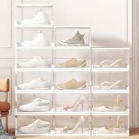Nouvelle boîte à chaussures empilable et pliable en PP transparente, organisateur de bureau, conteneur de rangement