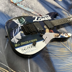 Guitare électrique Black Zombie Signature HH Maple Neck LTD avec incrustation chauve-souris et araignée, livraison rapide - Product Image 2